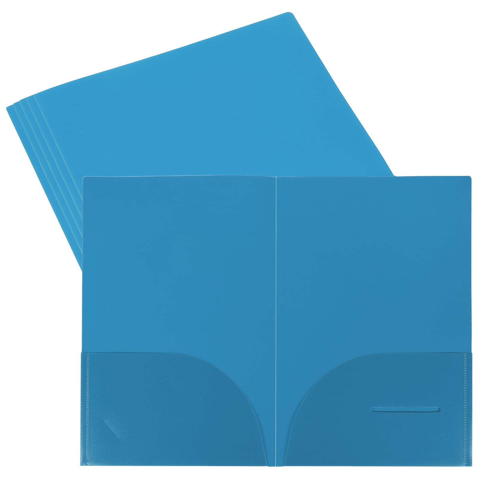 PATIKIL Plastic Folders with Pockets, 6 Pack Letter Files Portfolio Storage Organizer Folder for Office Business Blue