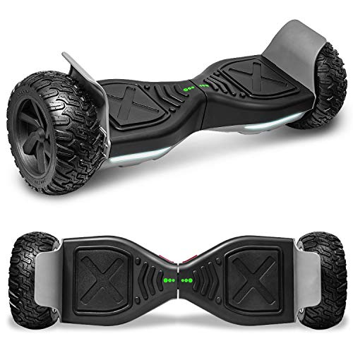 cho All Terrain Hoverboard Off-Road Racing Tyre Hover Board Smart Self-Balancing Dual Motors Electric Scooter with Built-in LED Lights and Speaker UL2272 Certified (Racing Tire Black)