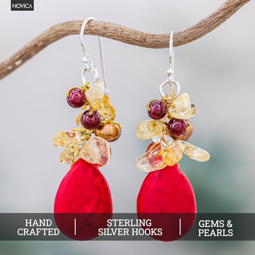 Boucles d'oreilles grappe de Camellia gouttes anti-ternissement perles - 2