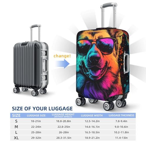 Neon Dog Print Travel Luggage Cover Elastic Baggage Protector Fits 22-24 Inch Luggage4