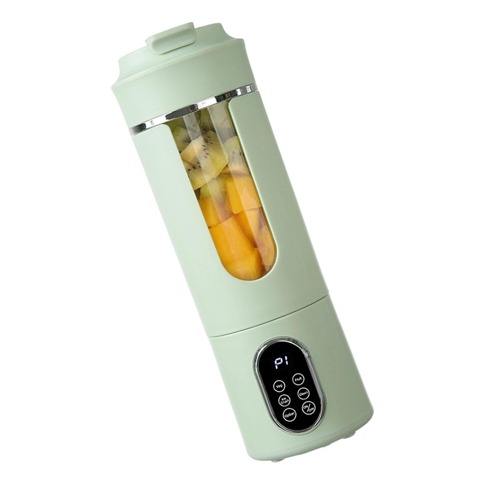 Uqezagpa Light Green Compact Electric Mixer With Detachable Cups And Quiet Motor Ideal For Fruits Vegetables Processing Mixing Bottle