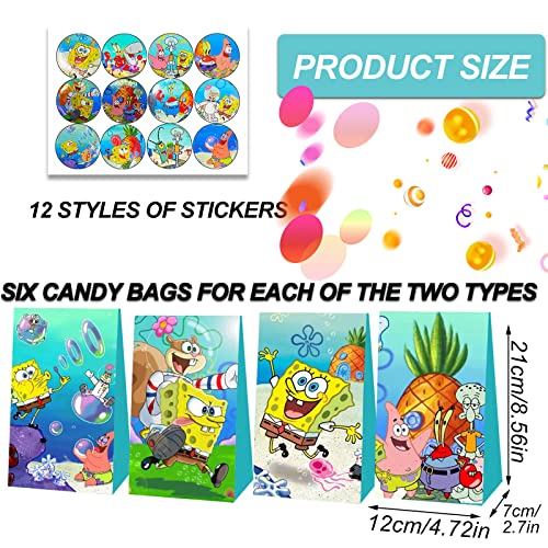 Aheagou 12 sacchetti di carta dei cartoni animati