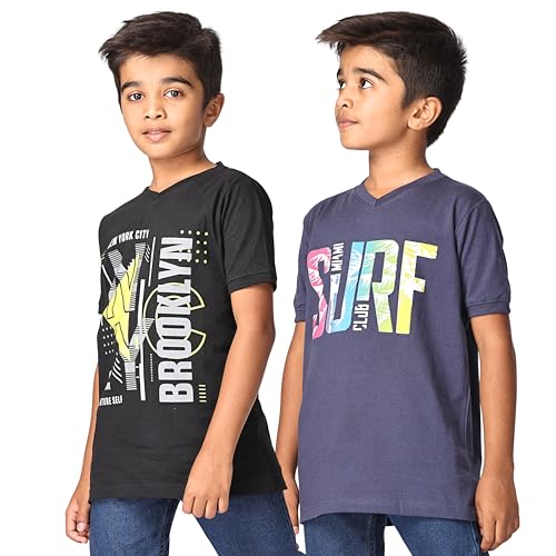 Image of TotzTouch Kids | Teen Boys Tshirt | Tee Shirt | t Shirt Premium Cotton Polo Style Rib Cuff V Neck Graphic Printed Half Sleeve Pack of 1