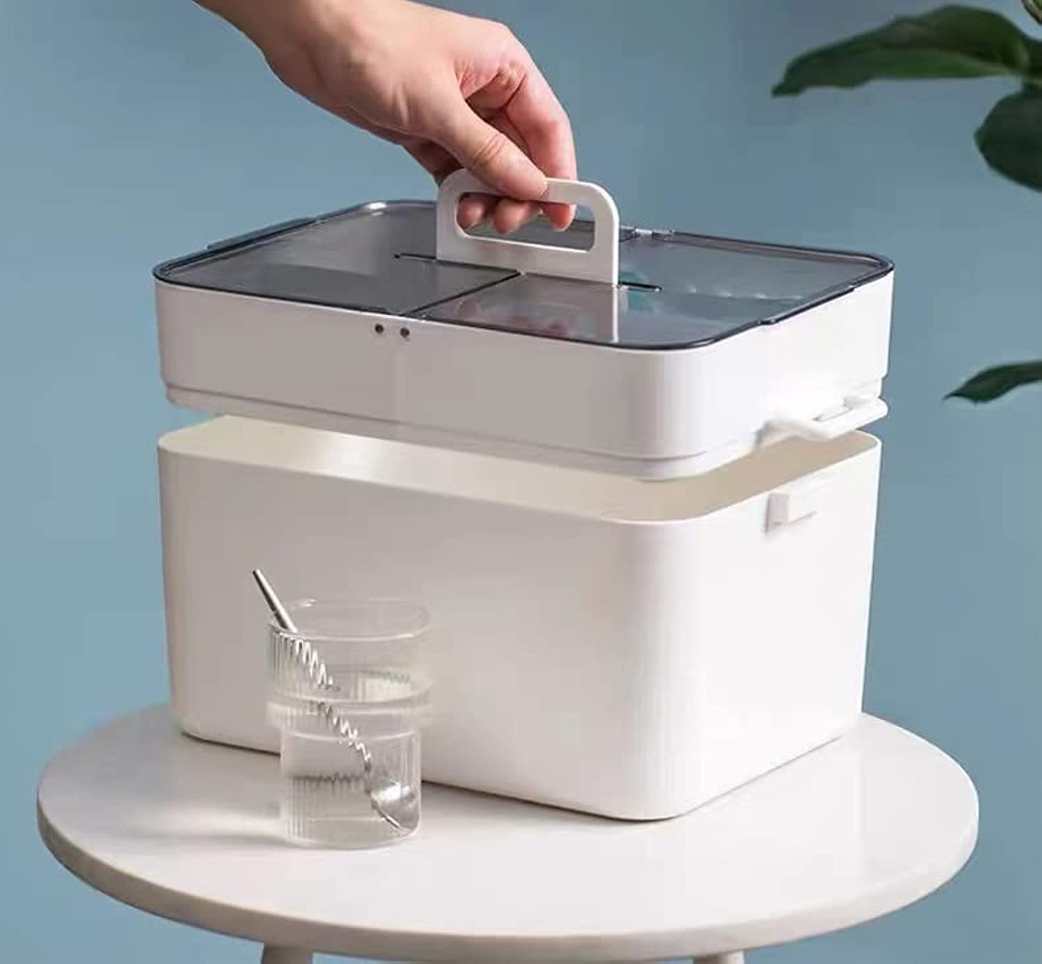 Plastic Double‑Layer Medicine Boxes Large Capacity Medicine Chest Storage First Aid Kit Multi-Functional Medicine Family Emergency Box (white)