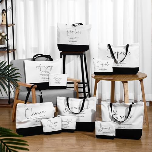 Abbylike 20 Pcs Christian Gift Bags Bible Verse Tote Bag Religious Cosmetic Makeup Bag Gift for Teachers(Bible Words English)3