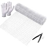 Aboofx Chicken Wire for Craft, Floral Chicken Wire Net, Hexagonal Chicken Wire for Garden Poultry, with One Mini Cutting Pliers and 1 Pair Gloves (197 inch x 15.7 inch)