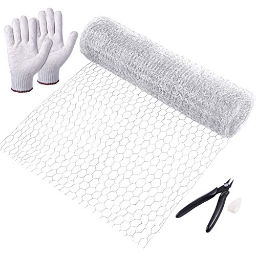 Aboofx Grillage à poules hexagonal galvanisé pour projets d'artisanat avec pince et gants 40 x 50 cm Cover