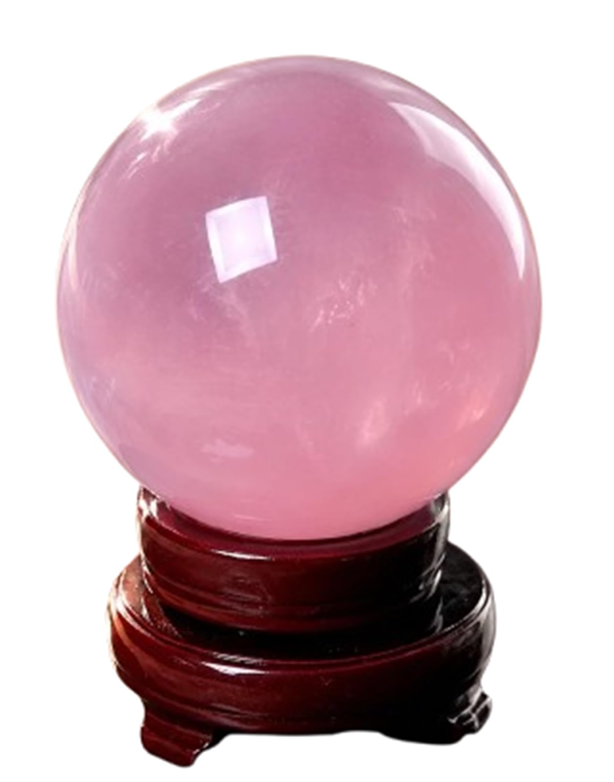 NHDVDVAV Rose Quartz Crystal Ball with Wooden Stand,Natural Pink Crystal Sphere Ornament for Healing and Reiki Meditation,Home Office Tabletop Sculpture Figurine,5.9"(15cm)