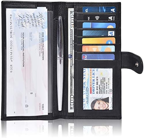 Valenchi-Leather RFID Checkbook cover for Men and Women-Duplicate Checks RFID Card Standard Register with pen inserts (Black Nappa)