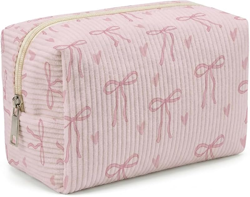 Necessaire de maquiagem Dawuyu com zíper, estampa floral Love Bow, 18 x 8 x 10 cm