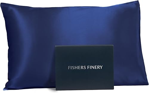 Miniatura 20 de Fishers Finery 25 mm 100% seda pura de morera, juego de 2 fundas para almohada (gris rayado estándar, juego de 2) Rayas de plata,Borgoña,Blanco