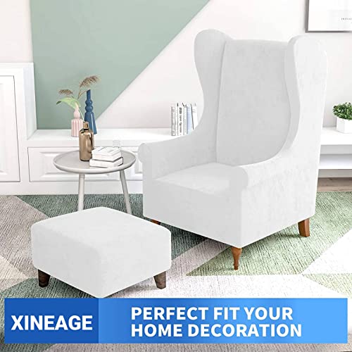 XINEAGE 1 Piece Velvet Wingback Chair Slipcover Stretch Wing Chair Cover Non Slip Furniture Protector with Foam Rods for Living Room (Wingback Chair - Image 2