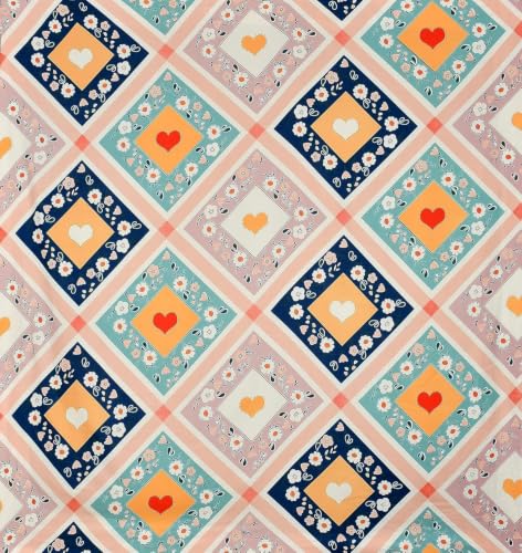 Image of KAWI Cotton Blend Elastic Fitted Bedsheet Queen Size Double Bed (78 inchX 72 inch) - Yellow Heart Print