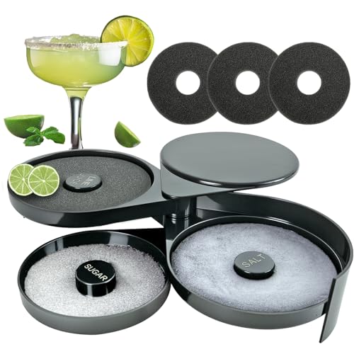 DUPDMKIN Margarita Salt Rimmer Set, 3-Tier Glass Rimmer for Cocktails
