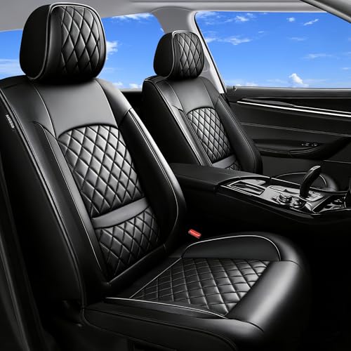 SHOUXIU Car Seat Covers Compatible with Honda CR-V 2007-2025 2026 - Full Set 5 Seats Luxury Leather All-Weather Seat Cushions & Protectors, Waterproof & Breathable, Airbag Compatible (Black)
