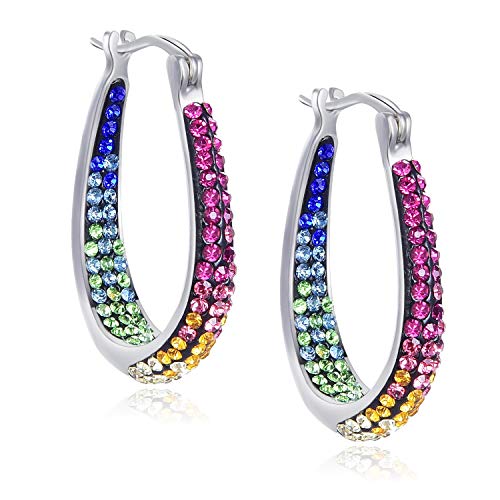 Créoles en cristal plaqué argent femme 3,1 cm | Le cadeau idéal