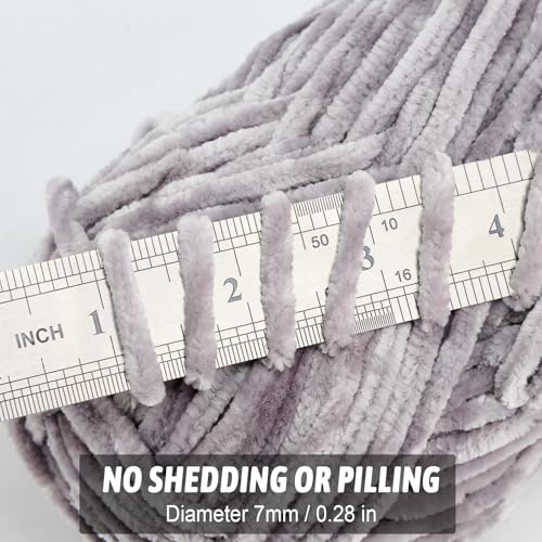 Image of Soft Velvet Chenille Yarn for Crocheting, Super Bulky Yarn for Blankets