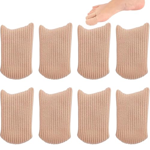 aqlbhz 8PCS Toe Protectors for Women Big Toe Protectors for Men Women Foot Care Toe Caps Adjustable Cuttable Gel Toe and Finger Cap Toe Sleeves Cushions Prevent Pain Relief(L)