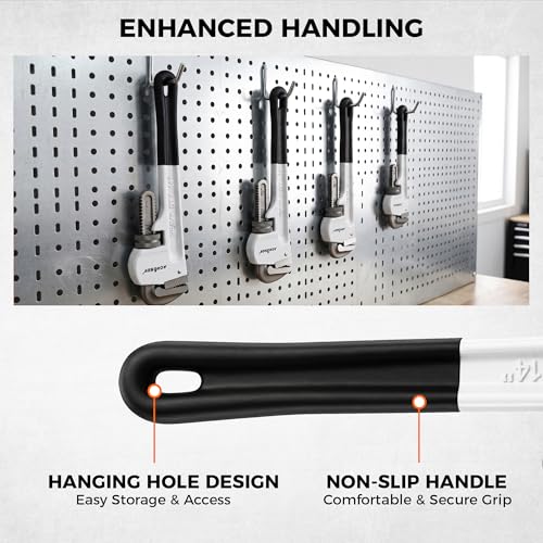Image of HORUSDY 4 Pack Adjustable Pipe Wrench Set, 8 inch, 10 inch, 12 inch, 14 inch Heavy-Duty Plumbing Wrench with Anti-Slip Jaws