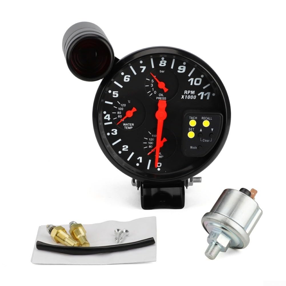 Tachimetro da 12 V con misuratore di temperatura olio e acqua RPM, kit sensore motore auto per 4 6 8 cilindri, pressione olio e lettore, tachimetro