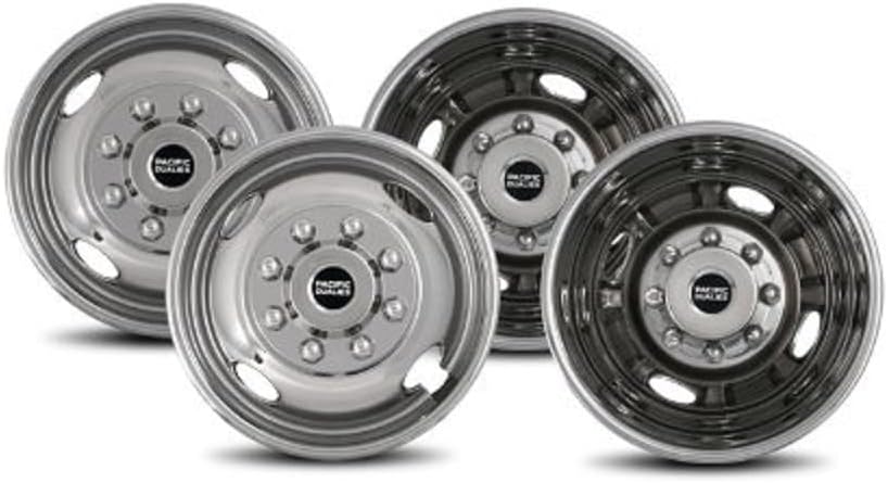 Pacific Dualies 43-1608 Polished 17 Inch 8 Lug Stainless Steel Wheel Simulator Kit for 2005-2025 Ford F350 Truck