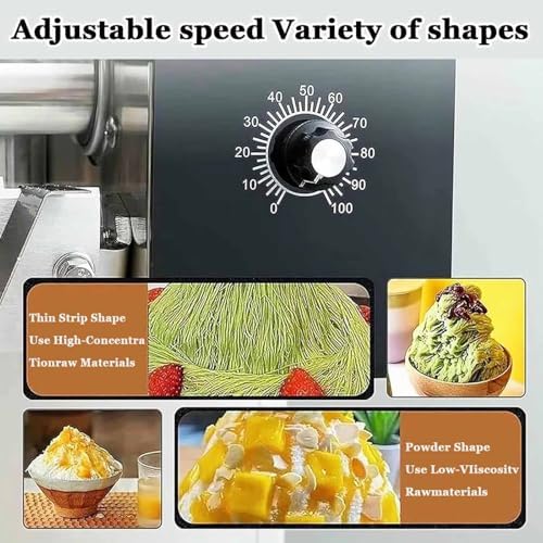 Commercial Ice Shaver Machine - Stainless Steel Electric Snow Cone Maker, 750W/1200W Adjustable Speed, Perfect for Shaved Ice, Snow Cones, and Ice Cream Treats