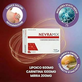 NEVRAMIX | Integratore Acido Alfa Lipoico, Carnitina e Mirra per benessere sistema Nervoso e dolori nervo/muscolare - Emicrania -Fibromialgia 20 Compresse.