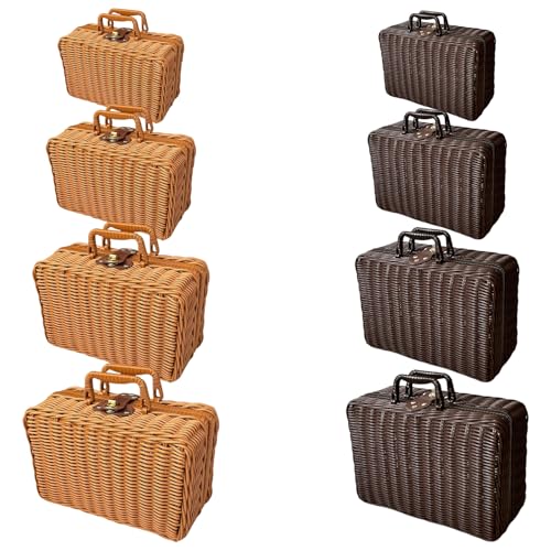 GKYQVE Boîte de rangement élégante imitation rotin avec poignée confortable - Valise décorative avec poignée pour un usage quotidien – vue 5