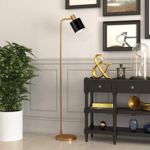Thew Industrial Glam Floor Lamp In Gold & Black Black Bronze, Gold, Brass #TOP27