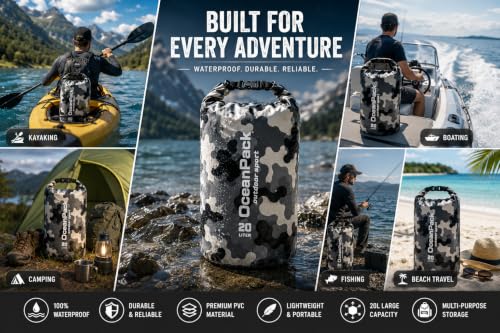 Image of Waterproof Dry Bag, 2L /3L /5L /10L /15L /20L /30L, Floating and Lightweight Bags for Kayaking Rafting Boating River Trekking-Multi Color (20 Liter Grey)