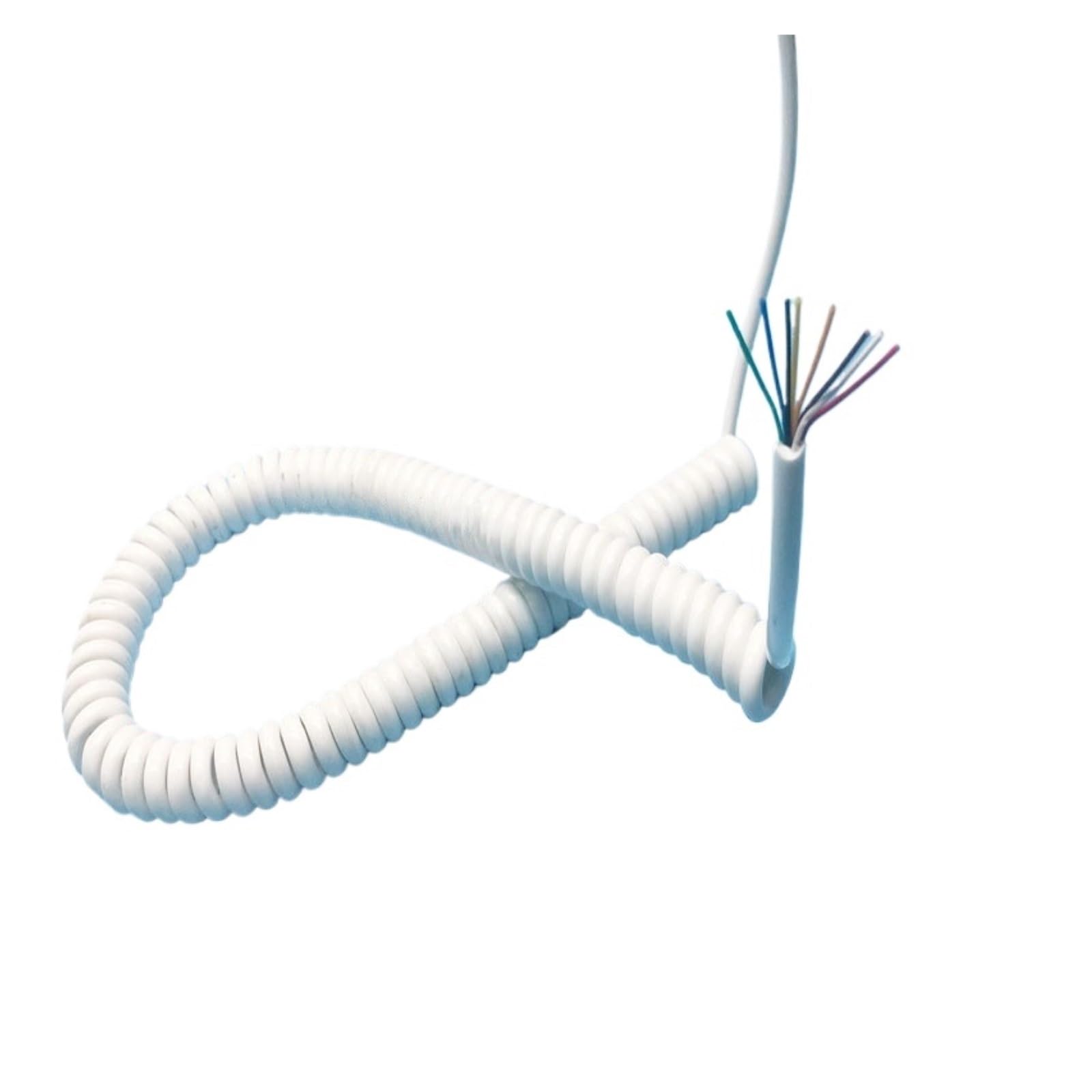 Cavo elettrico a spirale estensibile con cavo a molla a spirale a 8 nuclei | Cavo a molla bianco Filo 8 nuclei 26 AWG 0,15 mm² Stretch 1-10 metri Cavo telescopico a spirale(Stretch 6 meter)