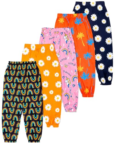 Image of T2F Girls Cotton Regular Fit Printed Track Pant (Pack of 5)