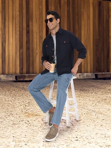 Tapata Men's Relaxed Fit Cargo Jeans Elastic Waist 6 Pockets Straight Leg Work Utility Pants4