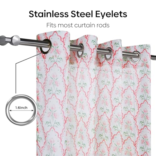 Image of haus & kinder Sheer Door Curtain 7 Feet Long Pack of 1 Door Curtain, 7 Feet Curtain for Door, Light-Filtering & Breathable (Garden Arches, Multicolor 114x213cm)