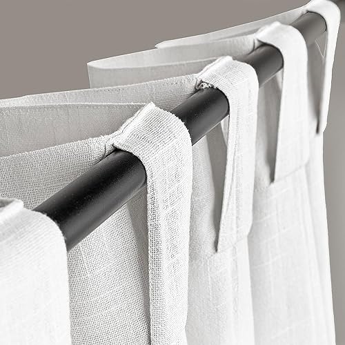 Image of LINENWALAS Cotton Solid Linen Textured Hangs Elegantly with Back Loops Window Curtains for Home Decor Semi Sheer Curtains for Living Room, Bedroom (4.5x5 ft, White), Set of 2