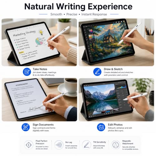 Image of Universal Stylus Pen Stylus for Android Touchscreens, Rechargeable Fine Tip Digital Pen for Writing, Drawing & Note-Taking, Works with Compatible ipad & Android and iOS Devices