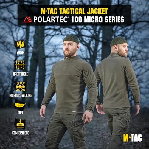 M-Tac Men's Tactical Fleece Pullover – Polartec Micro Series 1/4 Zip Underwear Sweater3