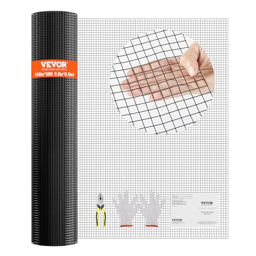 VEVOR Rouleau de grillage galvanisé 1,2x15 m grillage à poules 12,7x12,7mm Carré Galvanisé maille métallique à revêtement 1,06mm vinyle pour barrières de poulaillers enclos de volailles