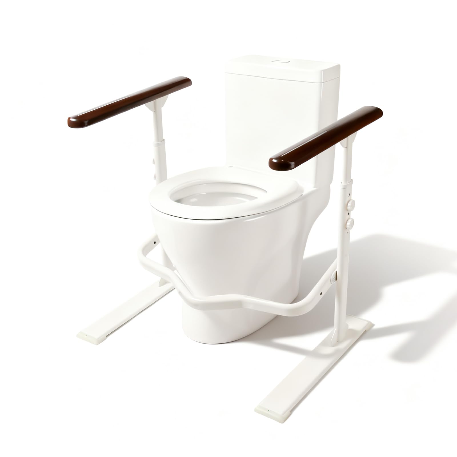 Cadre WC aide au lever avec accoudoirs en bois et base luminescente haute sécurité