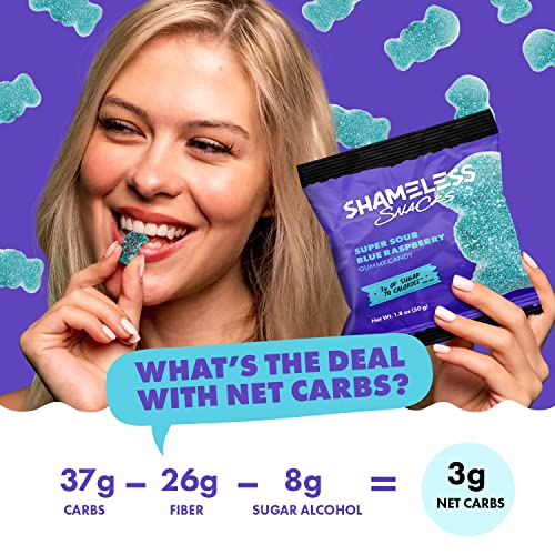 Shameless Low Carb Keto Gummy Bundle - Sour Peach, Red Raspberry & Blue Raspberry Gluten Free Candy #TOP6