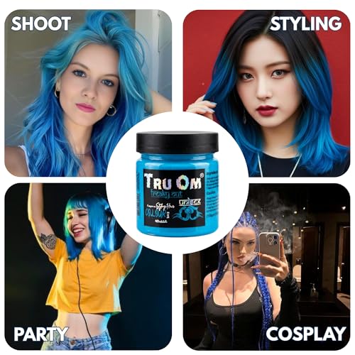 Image of Temporay Hair Color Wax | Metallic Shine | For Men & Women | DIY Instant Hair Color | Temporay Color 1 Day 1 Wash | No Ammonia, Bleach & Damage | Sky Blue - 100 gram