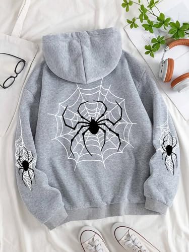 Image of SXV 'Spider Trap' Printed Cool Aesthetic Sweatshirt Hoodie