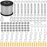 Belle Vous Kit Fil de Fer de Jardin et Tendeurs M5 100m de Câble en Acier Inoxydable   Support Inox   Crochet et Tendeur Serre Cable   Kit Treillis Plante Grimpante Exterieur