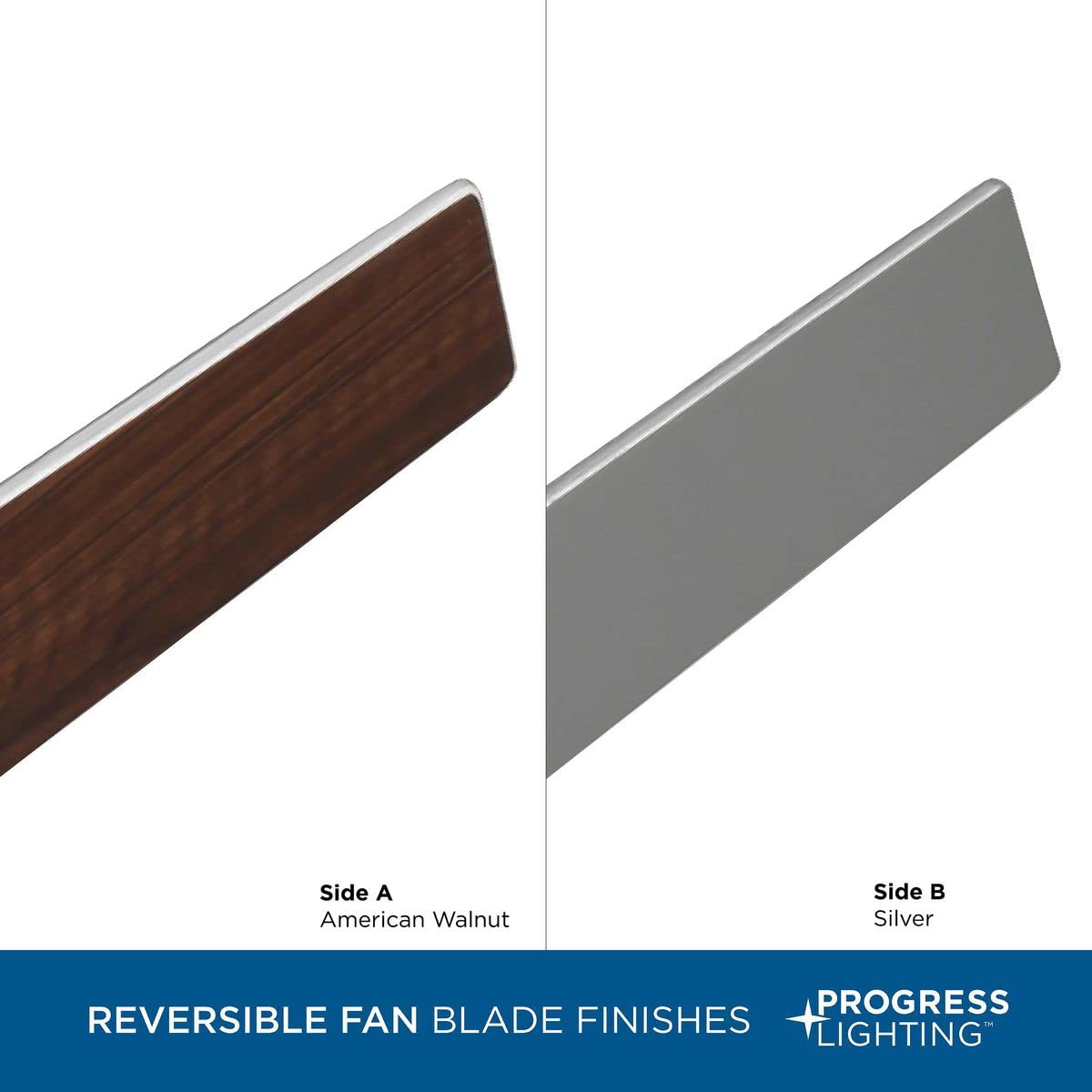 Braden Collection 44-Inch Reversible Walnut/Silver 3-Blade Brushed Nickel LED Mid-Century Modern Indoor Hugger Ceiling Fan