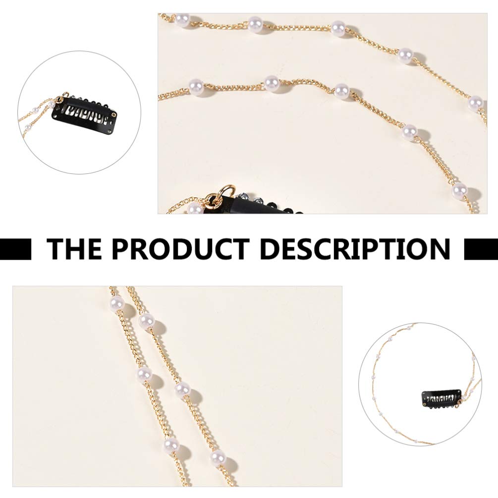 FRCOLOR Hair Chain Clips Wedding Hair Chain Clips Pearl Tassels Pearl Chains Styling Accessories, Golden - Image 4