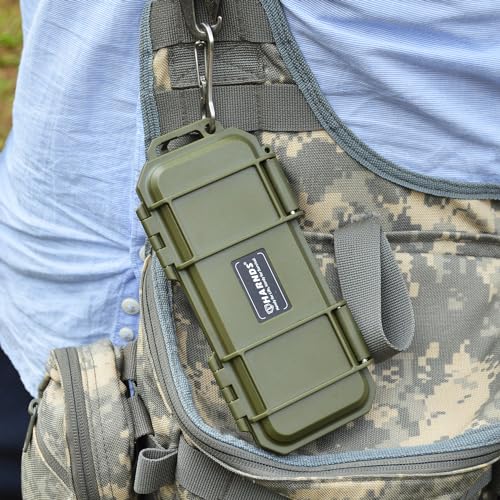 Harnds Wasserdichte Aufbewahrungsbox mit Schwamm Stoßfest und Druckfest Dichtungsstruktur Wild Survival Storage Box für Camping, Bootfahren und Wassersport (Grün.17,6x8x4 cm)