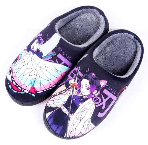 Sohaon Anime Hausschuhe Unisex Plüsch Pantoffeln rutschfest House Slippers Winter Warme Schlappen DS Shinobu 42-43