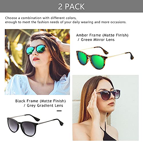 Polarized Round Sunglasses for Women and Men: 2 Pairs