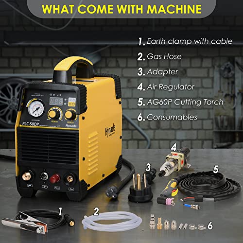 Hynade Pilot Arc Plasma Cutter, Plc-50Dp 50Amp High Frequency Non-Touch Pilot Arc Digital Plasma Cutter, Dc Inverter 110/220V Dual Voltage Cutting Machine (Plc-50Dp) #TOP3