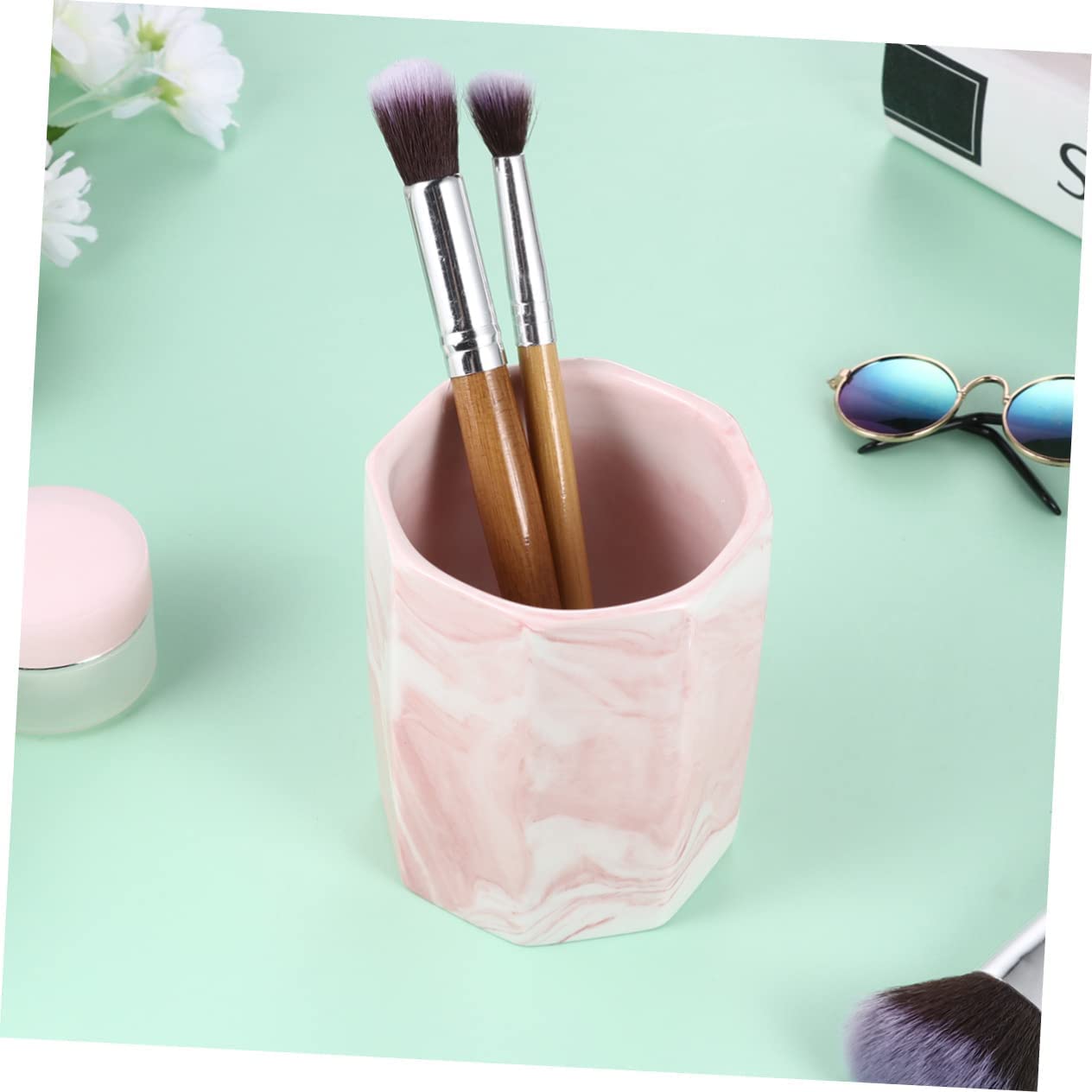 Porte-stylo Pot à crayons Fournitures de bureau Organisateur de stockage Porte-conteneurs Bureau Nordique Gris Fournitures Tasse de bureau Conteneur de stylo en céramique Bureau Cas d'école Décoration